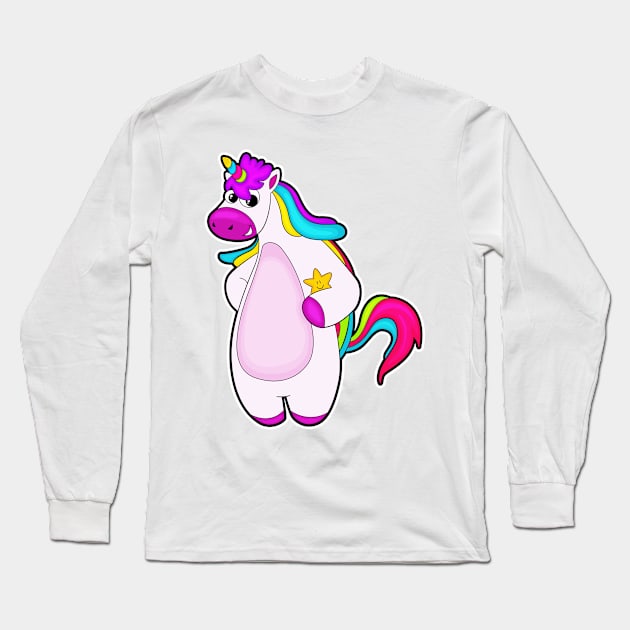 Unicorn with Star Long Sleeve T-Shirt by Markus Schnabel